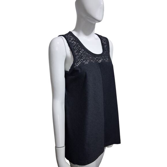 PrAna Women's size Medium Cassi Lace Tank Heather Jersey knit Grungecore Casual - Picture 9 of 11